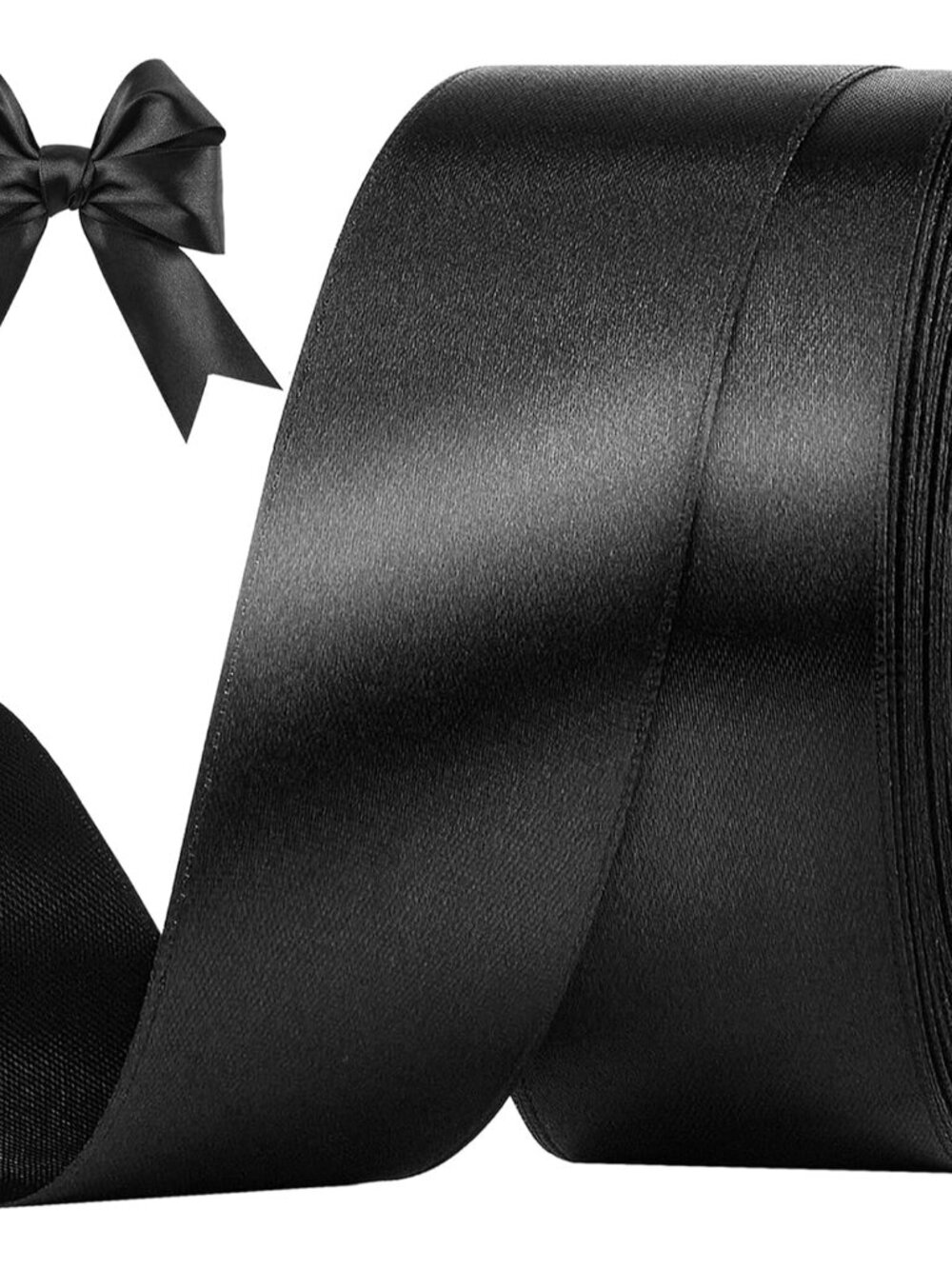 Black Satin Ribbon, 1-1/2 Inches, 50 Yards